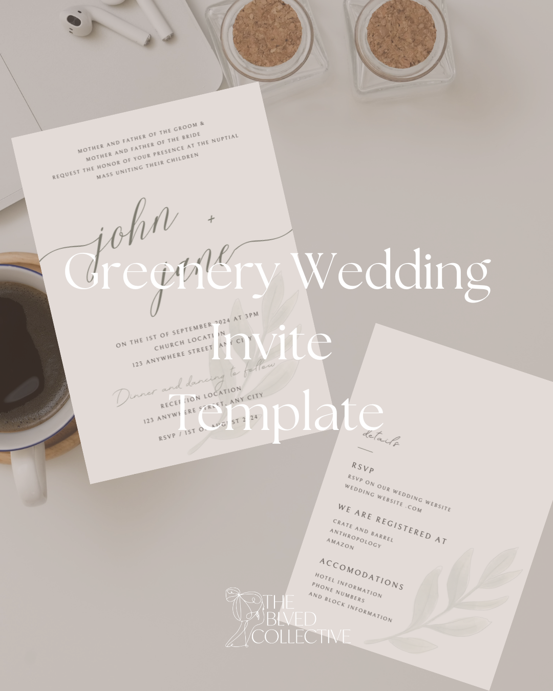 Greenery Wedding Invite Template